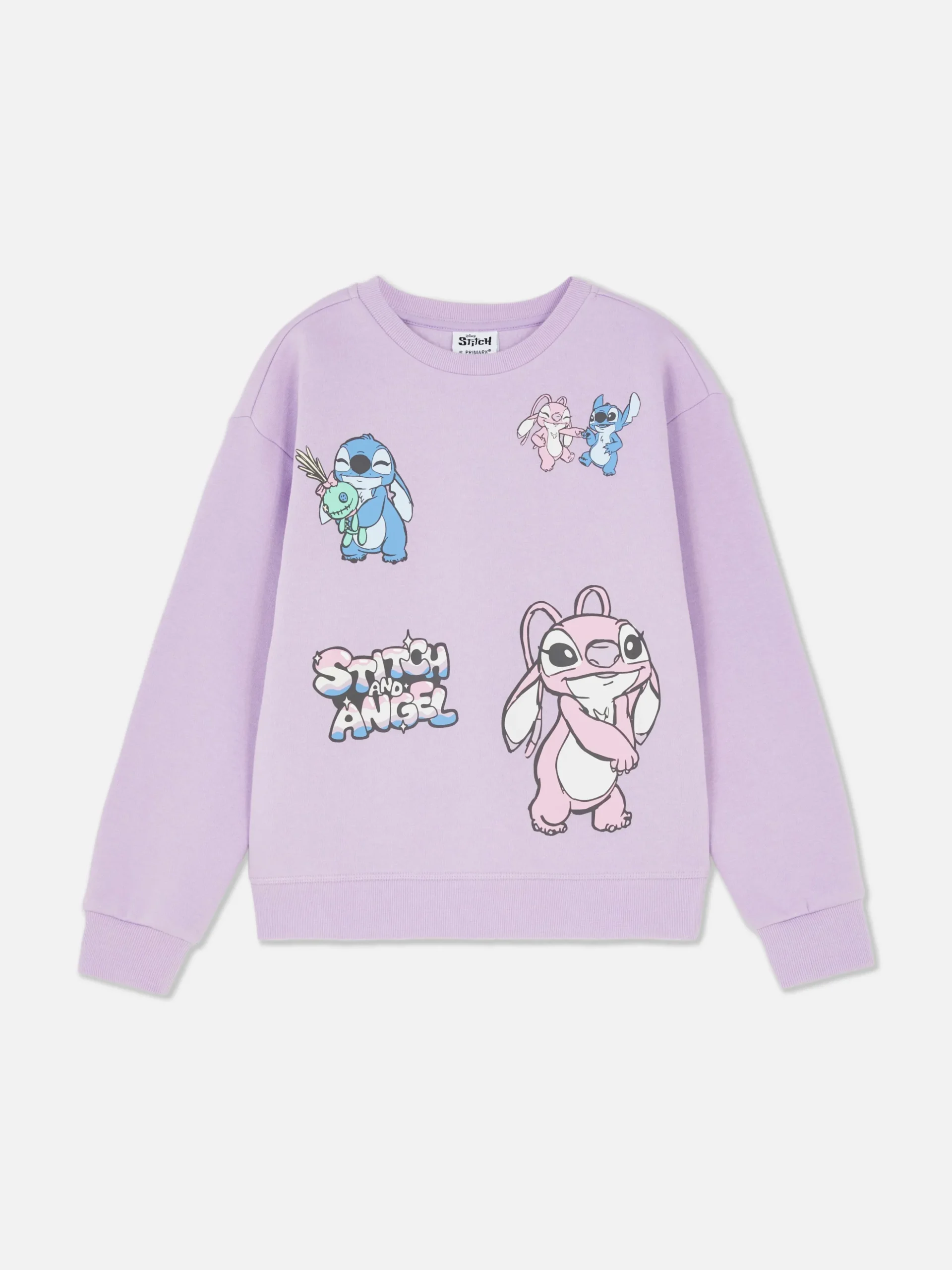 Sweat-shirt à Col Ras-du-cou Disney Stitch & Angel