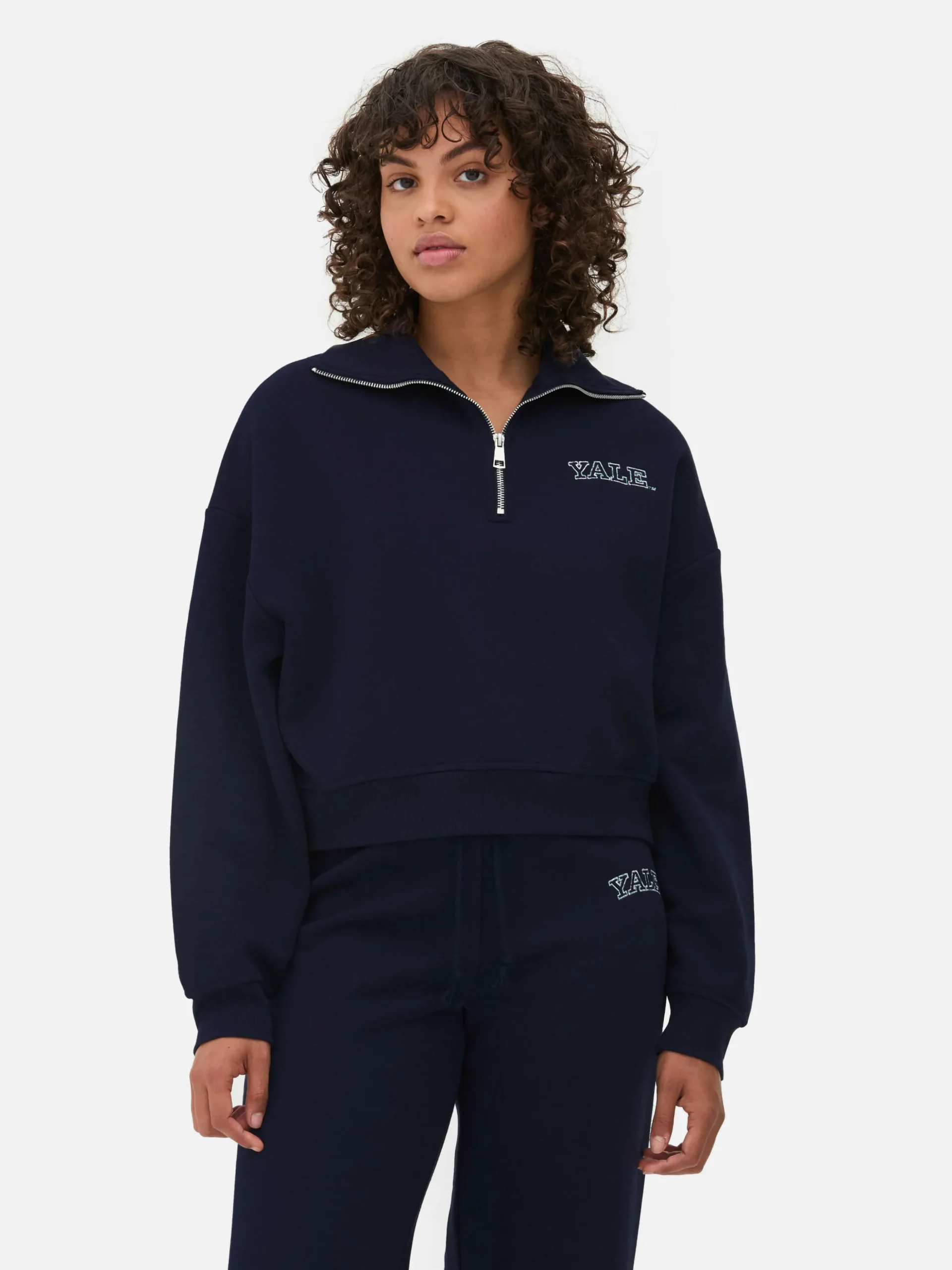 Sweat-shirt à Col Zippé à Coordonner Yale