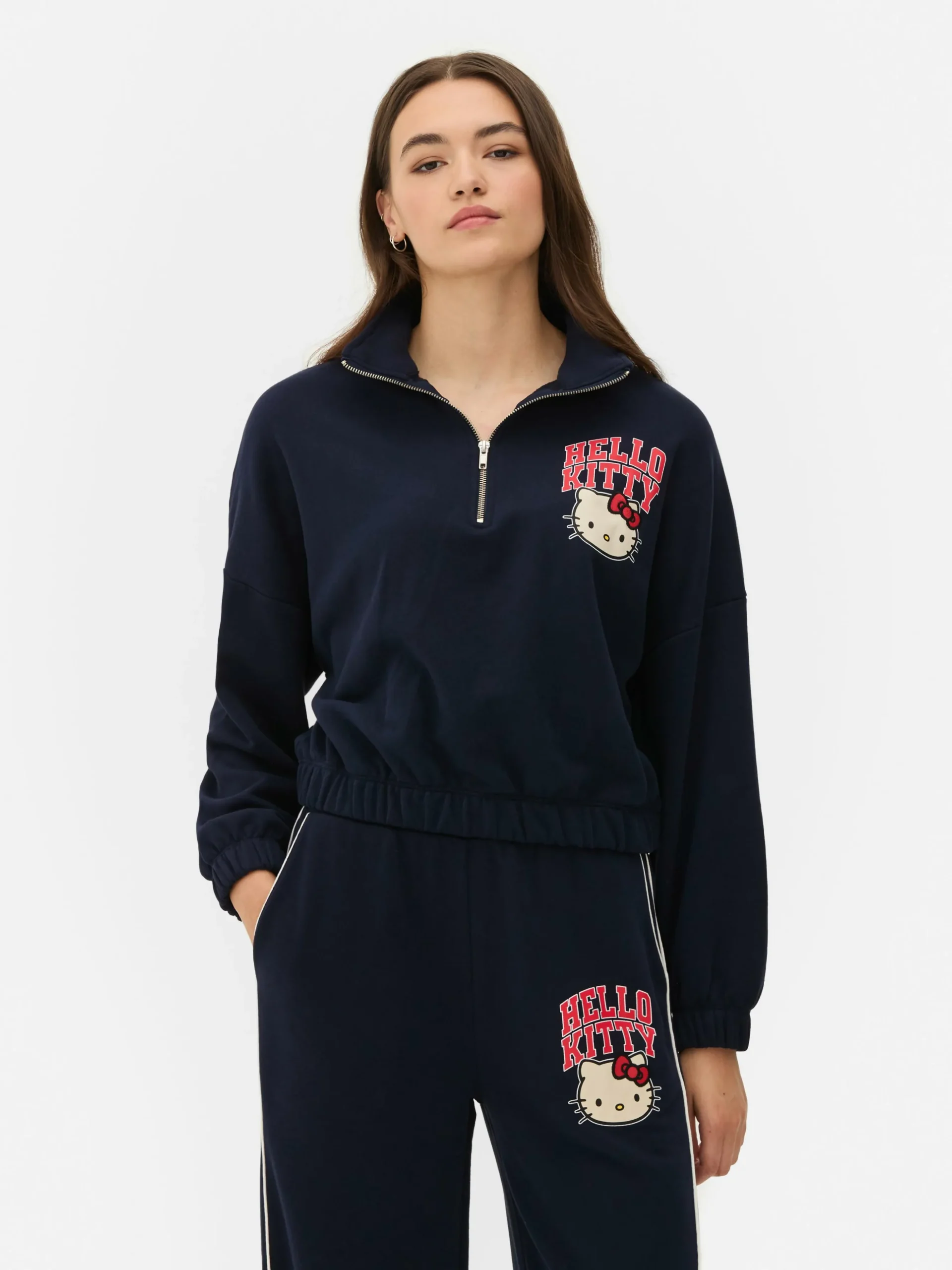 Sweat-shirt à Col Zippé Hello Kitty