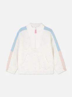 Sweat-shirt Color Block à Encolure Zippée
