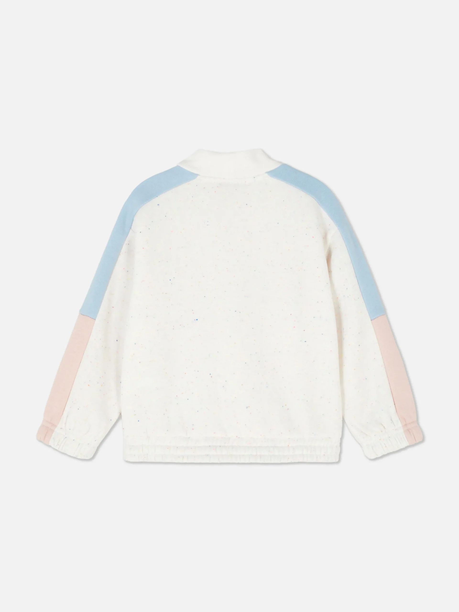 Sweat-shirt Color Block à Encolure Zippée