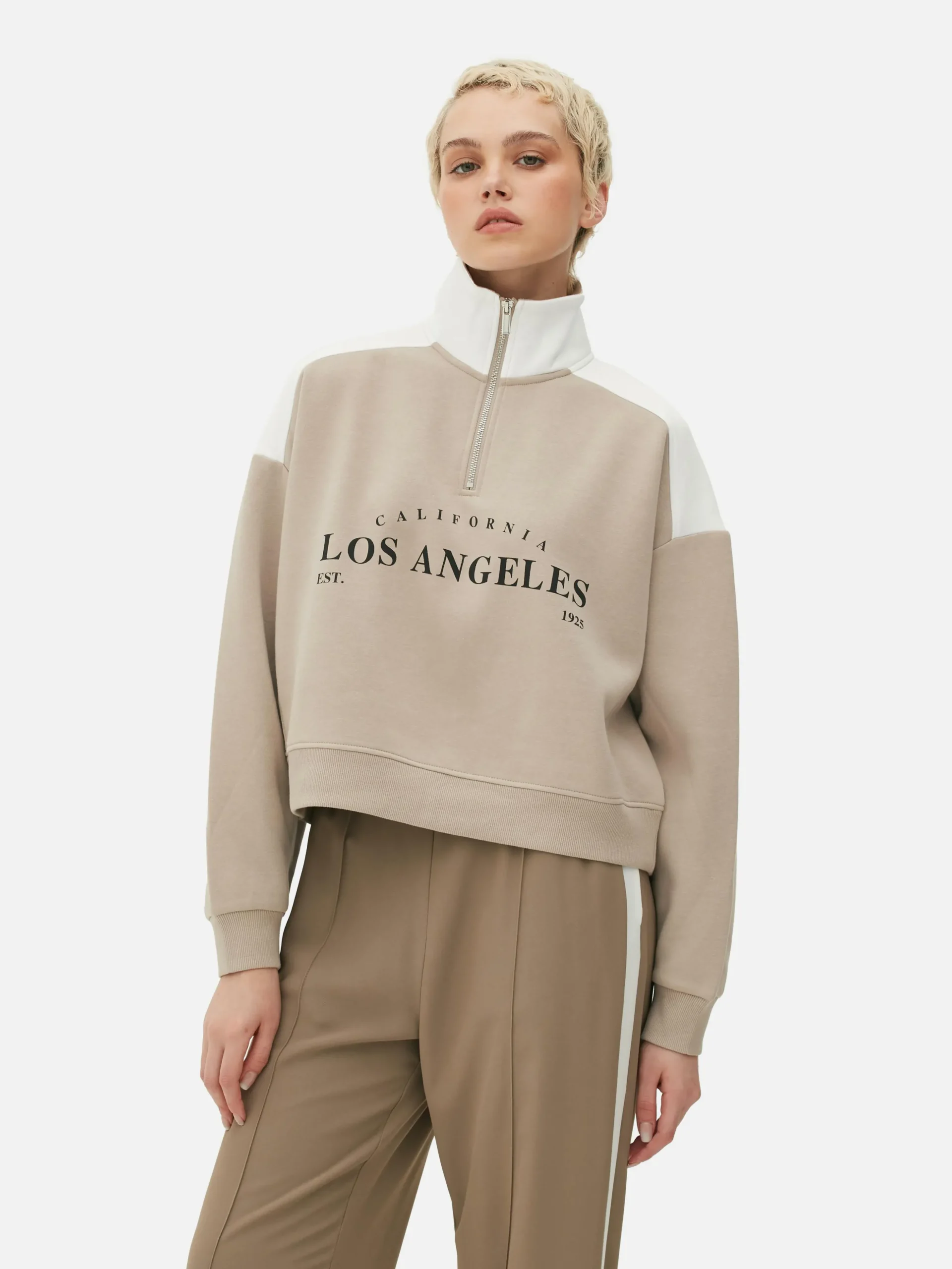 Sweat-shirt Graphique à Col Cheminée