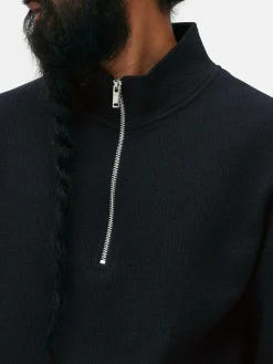 Sweat-shirt Texturé à Col Zippé Et Motif Géométrique