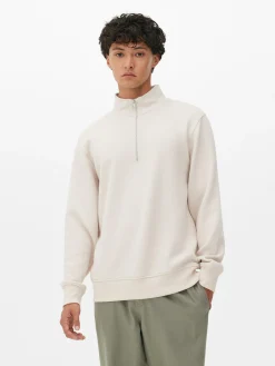 Sweat-shirt Texturé à Col Zippé Et Motif Géométrique
