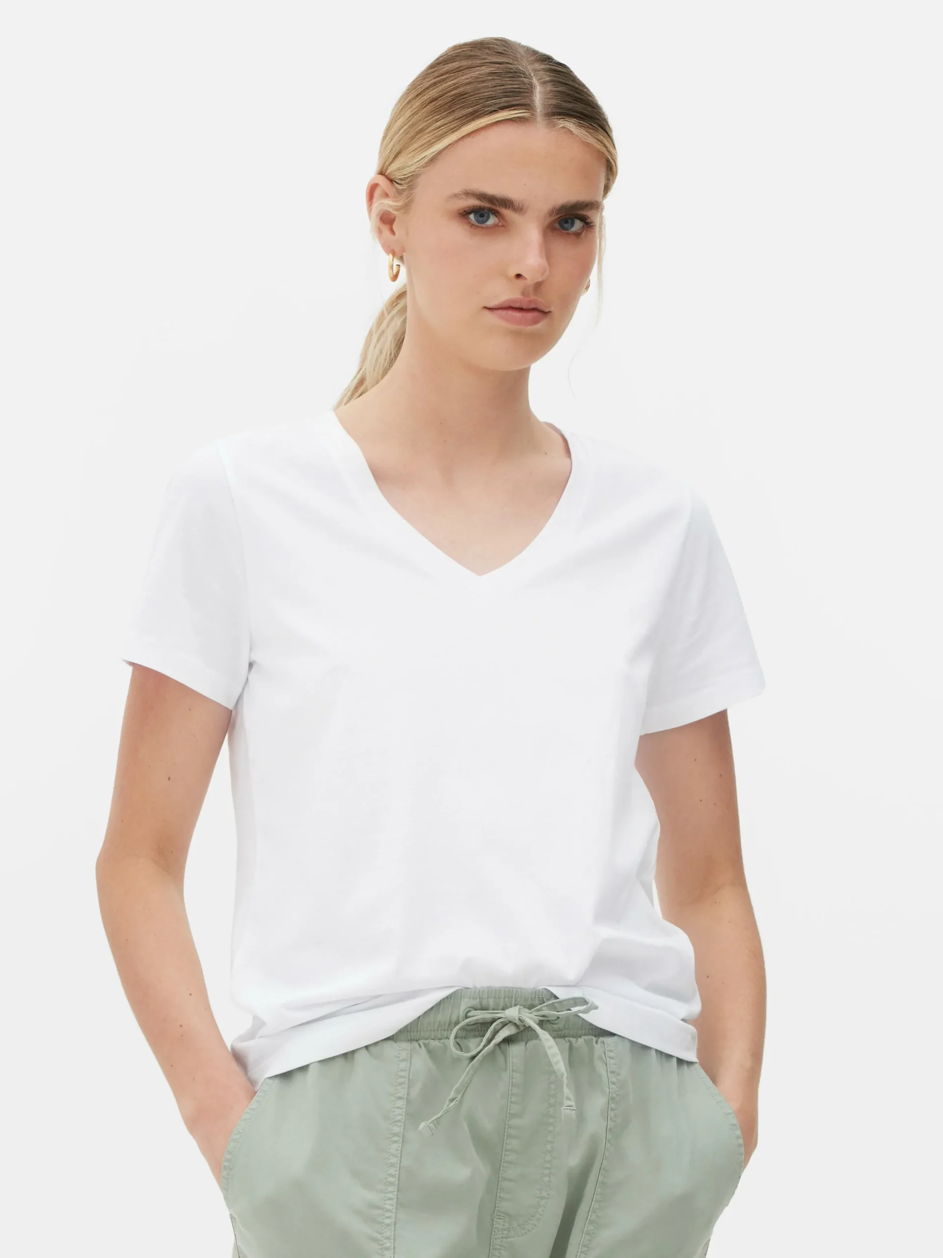 T-shirt à Col En V Et Manches Courtes