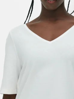 T-shirt à Col En V Et Manches Courtes