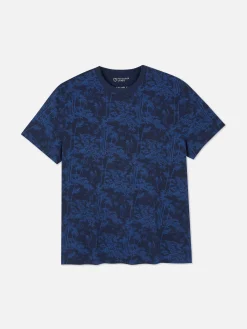 T-shirt à Col Ras-du-cou Et Motif Arbres Japonais