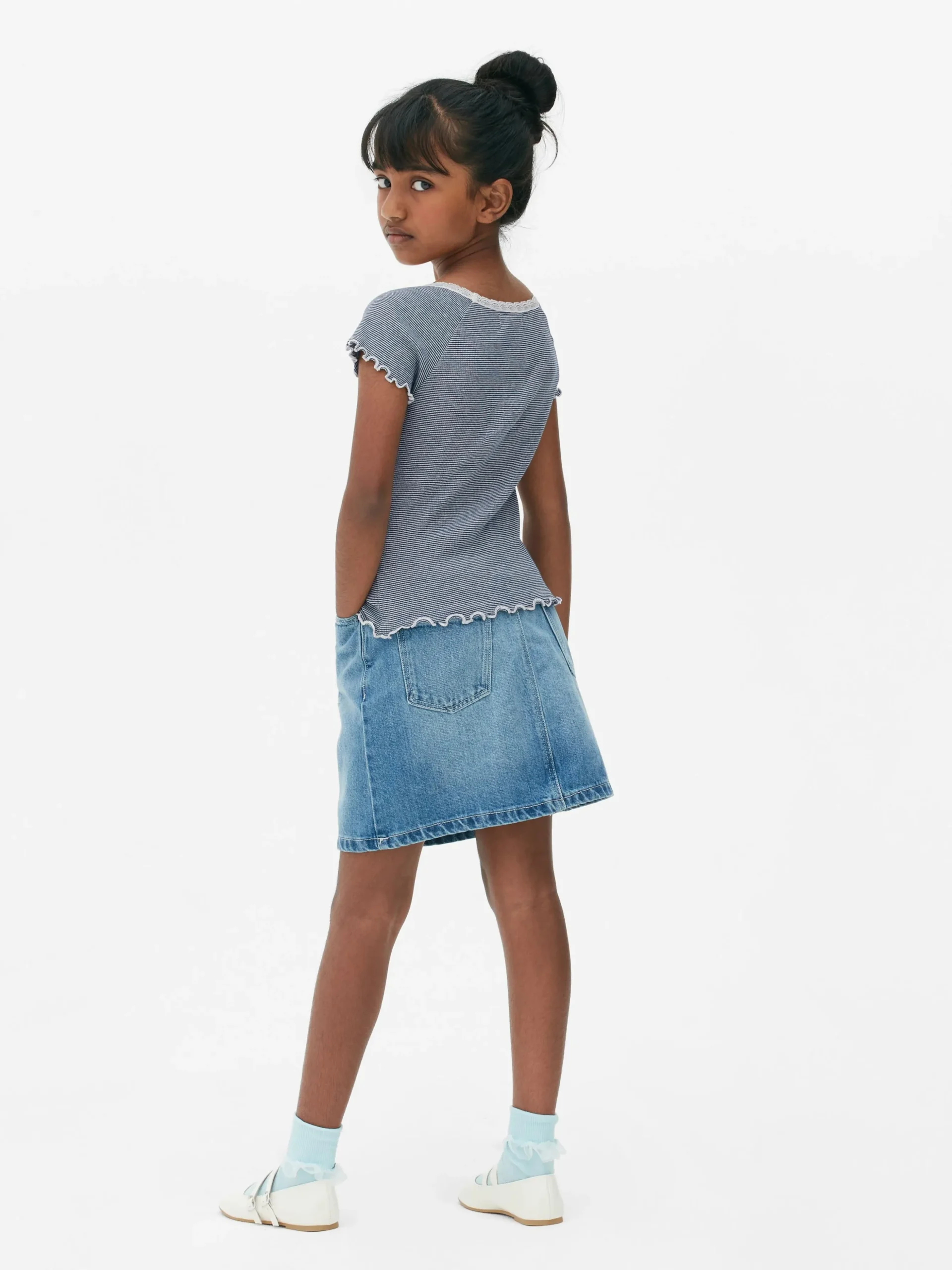 T-shirt à Rayures Et à Finitions En Dentelle