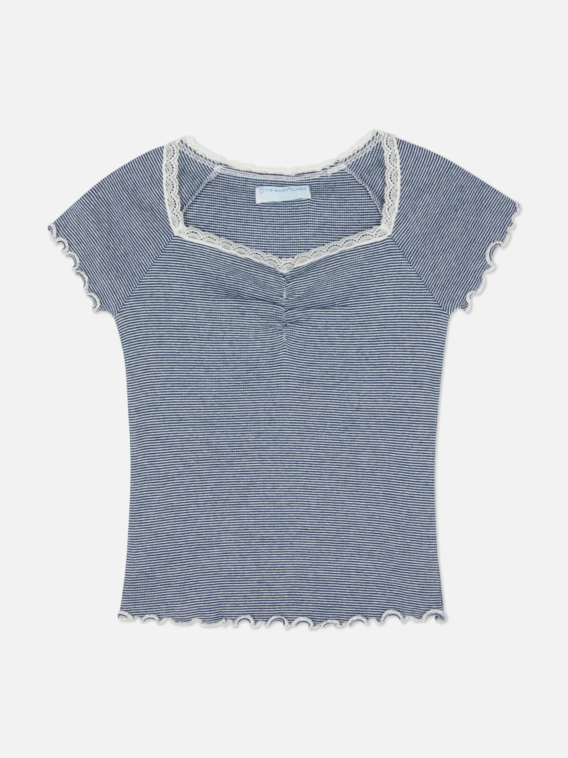 T-shirt à Rayures Et à Finitions En Dentelle