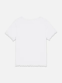 T-shirt Côtelé à Finition Festonnée à Coordonner