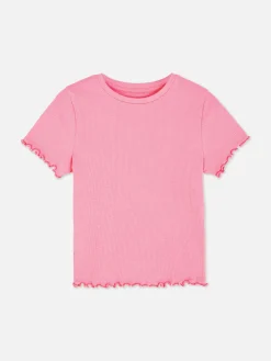T-shirt Côtelé à Finition Festonnée à Coordonner