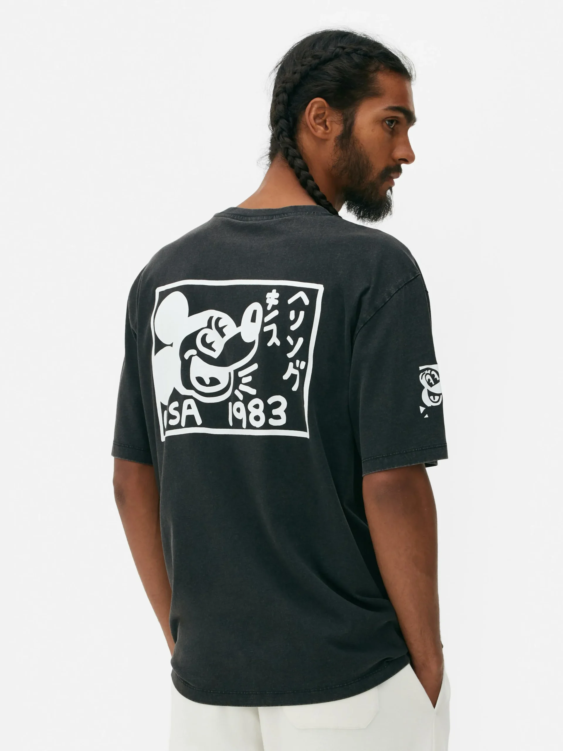 T-shirt Délavé à L'acide Disney Mickey Mouse X Keith Haring