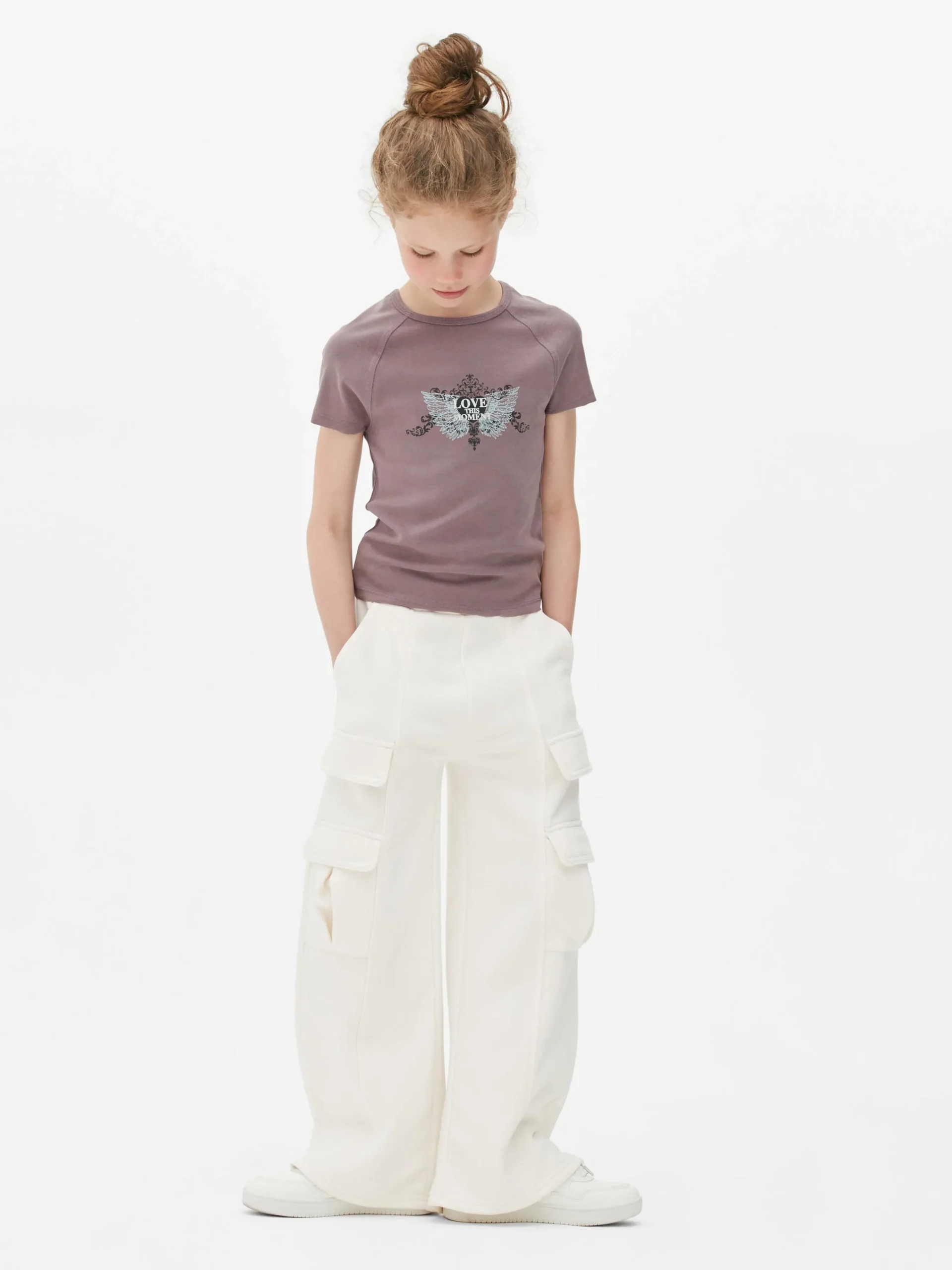 T-shirt Effet Délavé à Imprimé Papillons