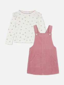 T-shirt Floral Et Robe Chasuble En Velours Côtelé