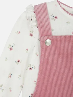 T-shirt Floral Et Robe Chasuble En Velours Côtelé
