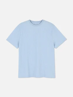 T-shirt Gaufré à Col Ras-du-cou