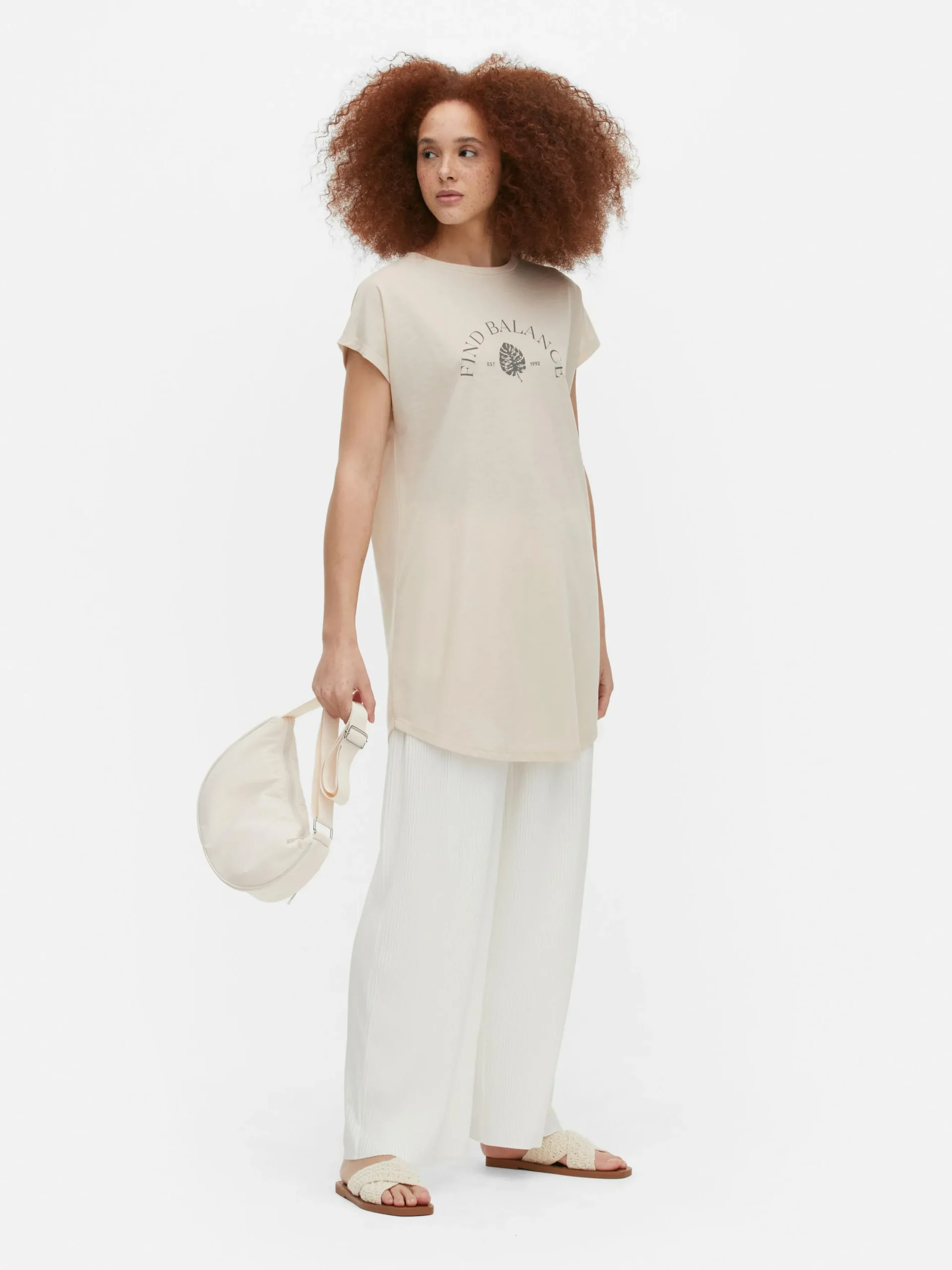 T-shirt Long Imprimé à Manches Courtes