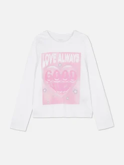 T-shirt Manches Longues à Imprimé Sur Le Buste