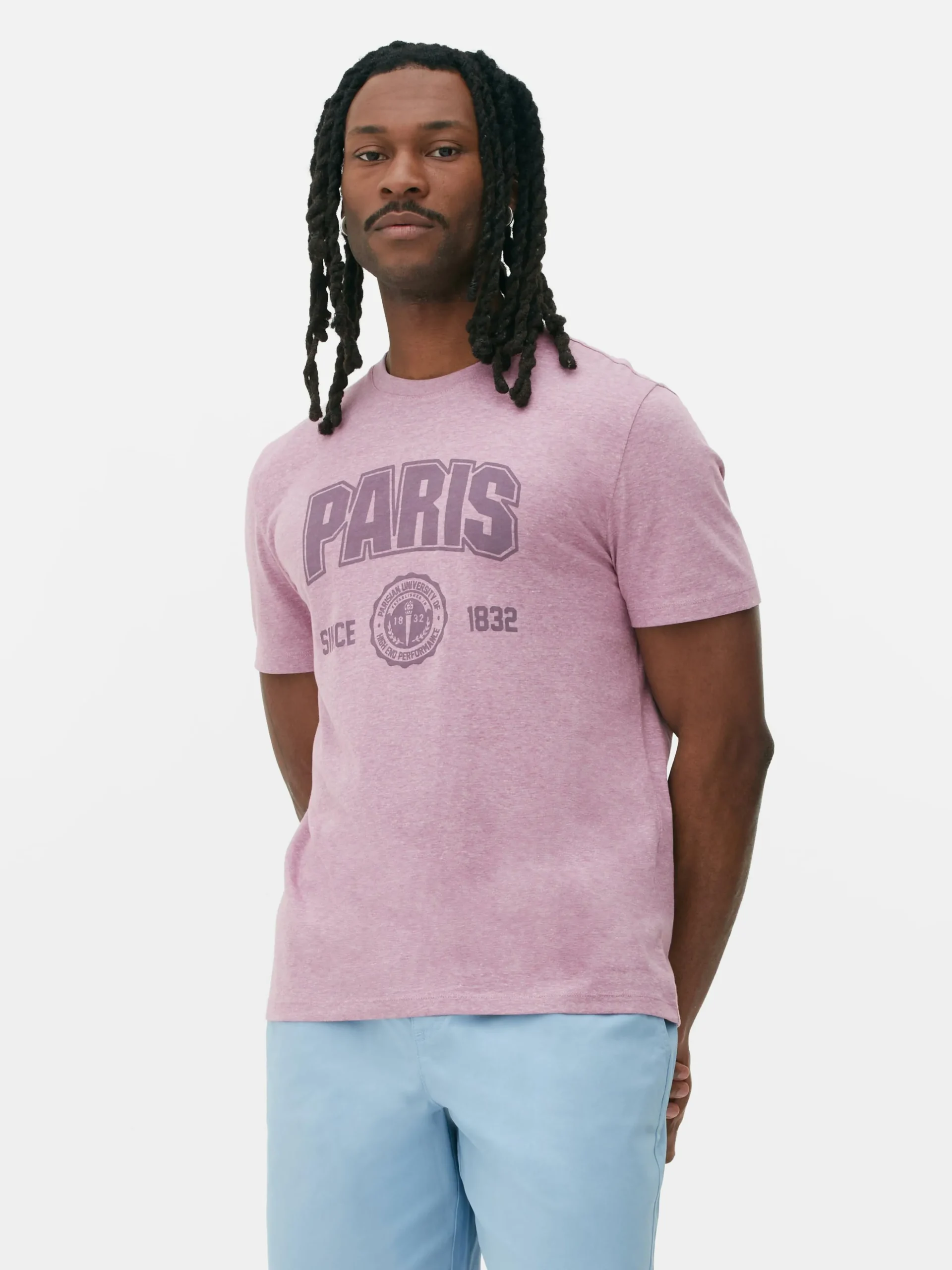 T-shirt Style Universitaire à Manches Courtes Paris