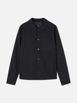 Veste Boutonnée à Rayures Fines Kem