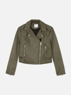 Veste De Motard Imitation Daim