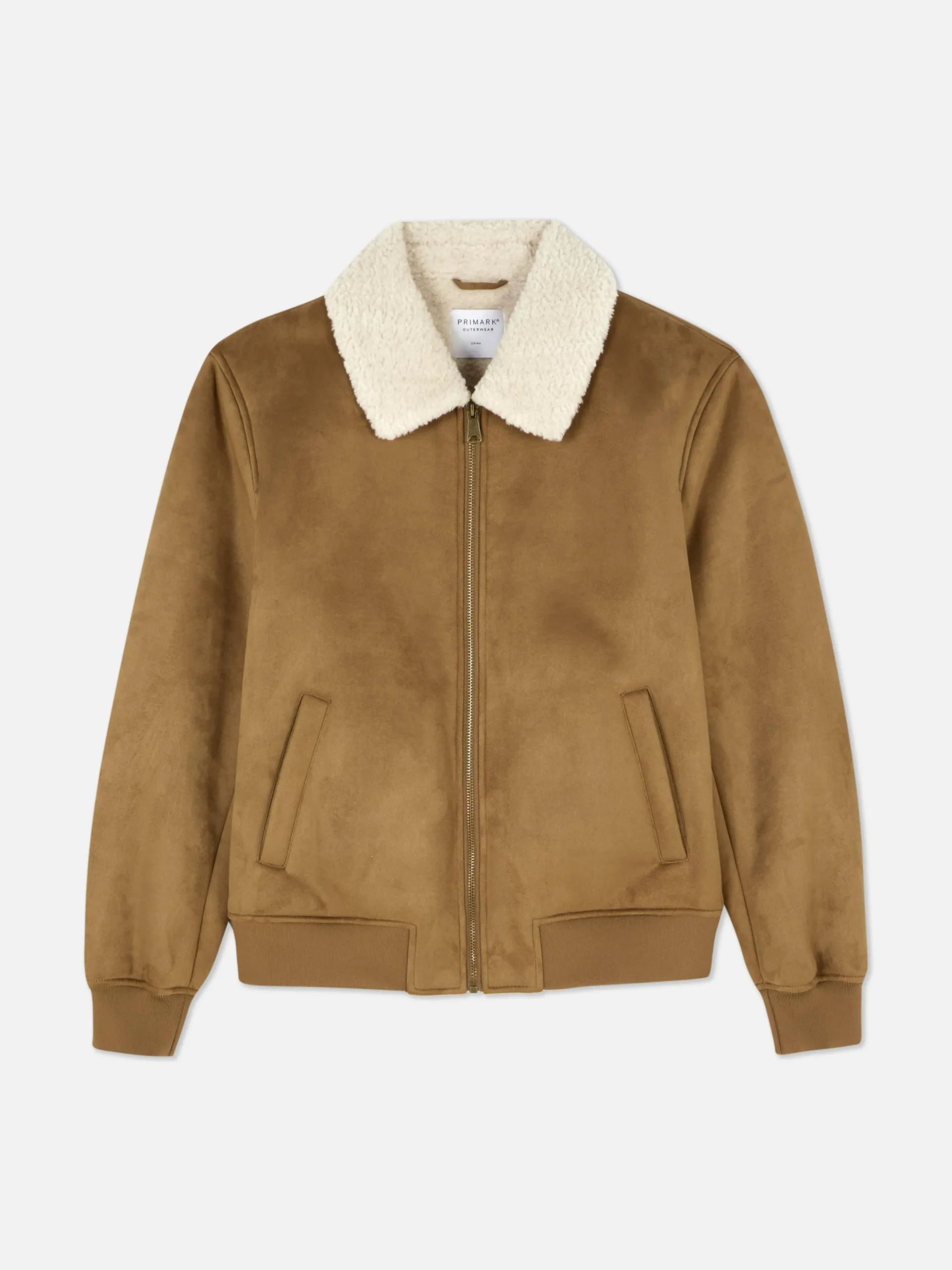 Veste En Suédine à Col Effet Mouton Retourné