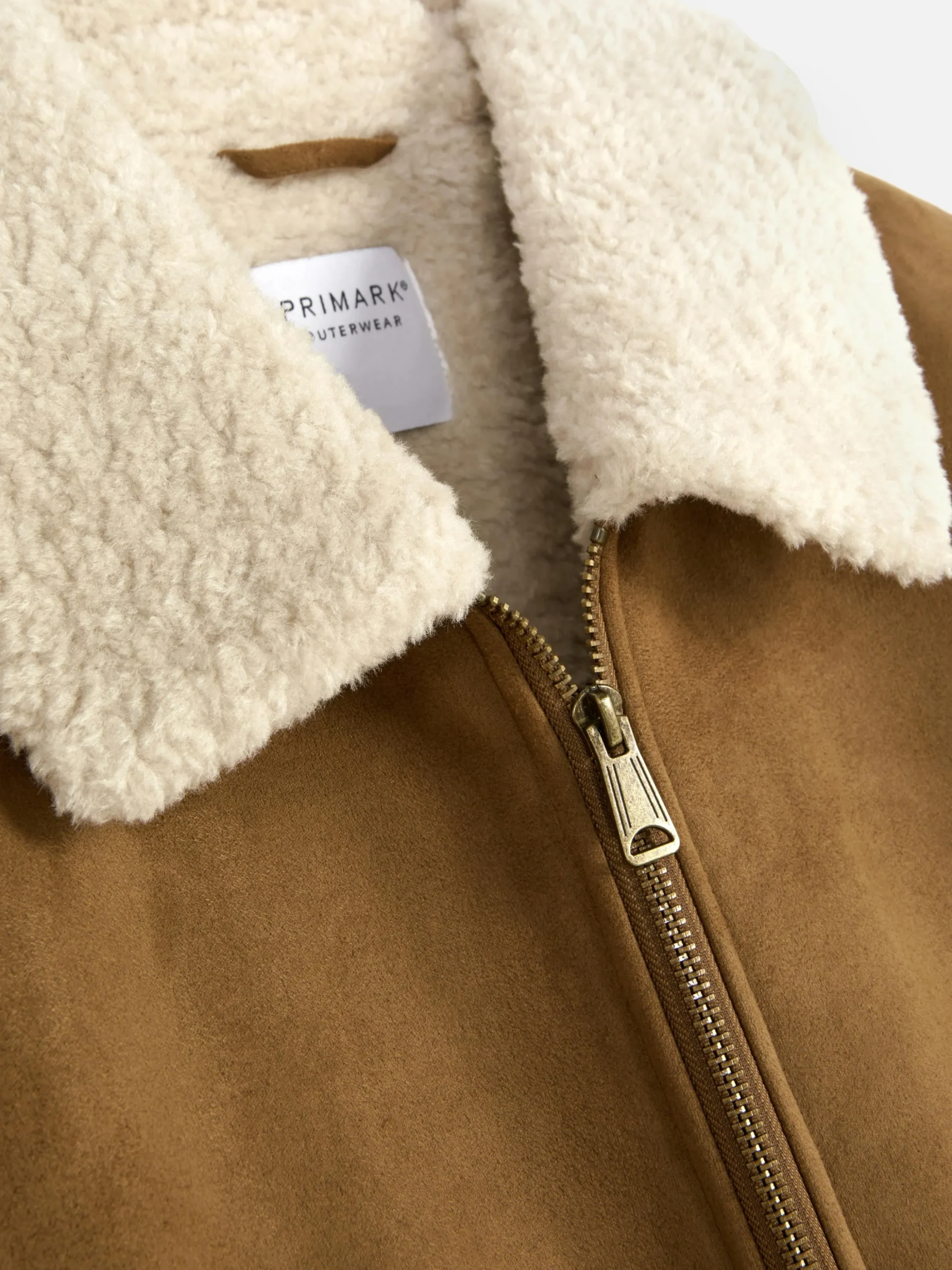 Veste En Suédine à Col Effet Mouton Retourné