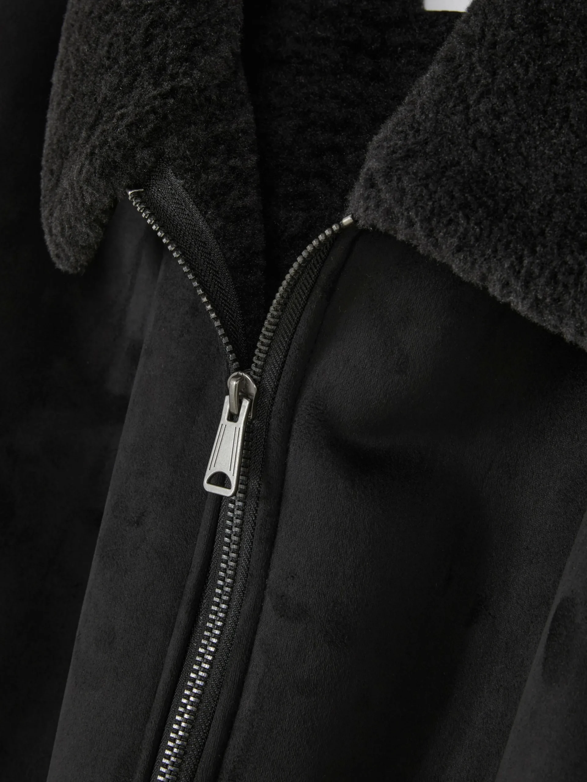 Veste En Suédine à Col Effet Mouton Retourné