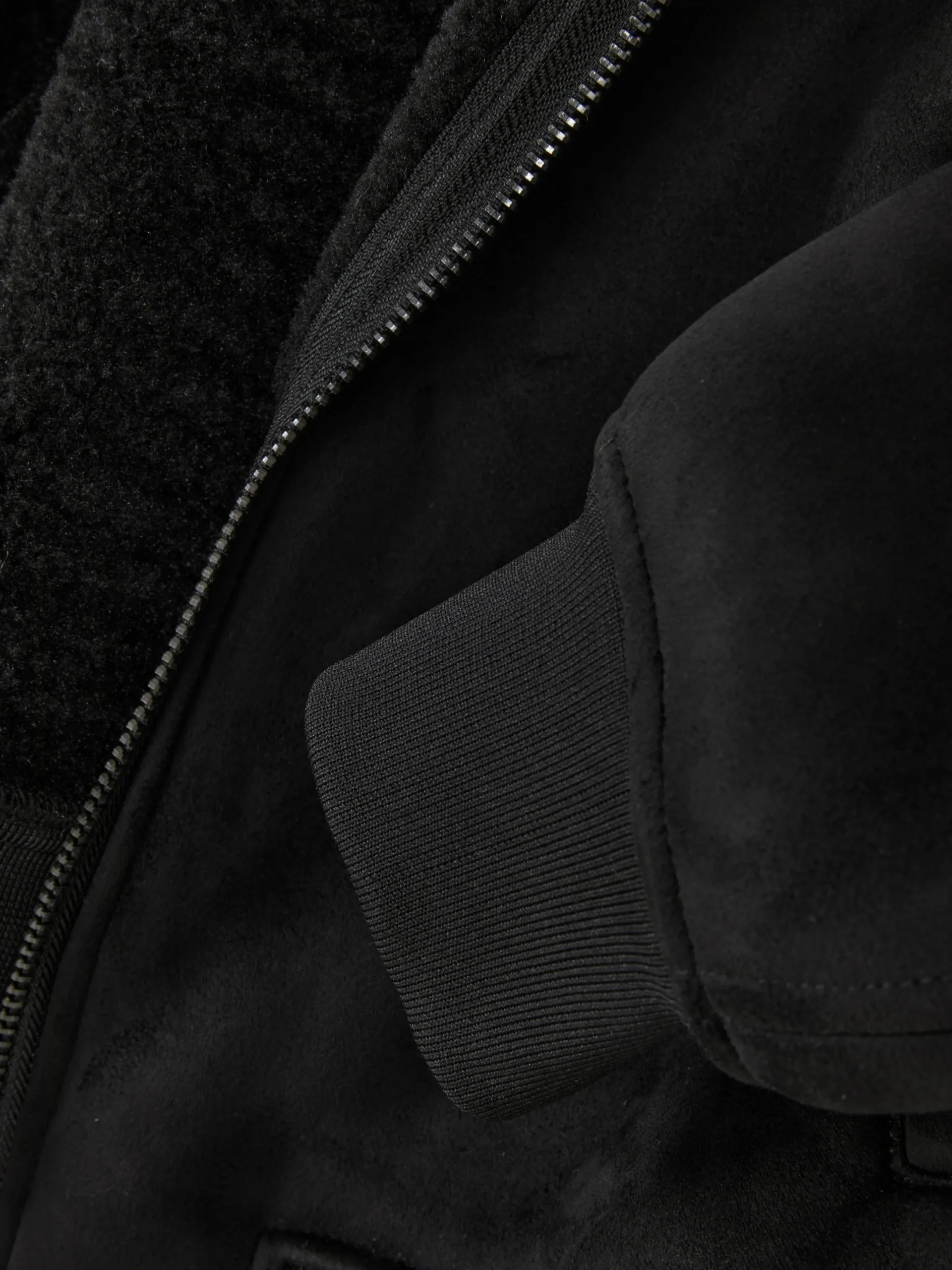 Veste En Suédine à Col Effet Mouton Retourné