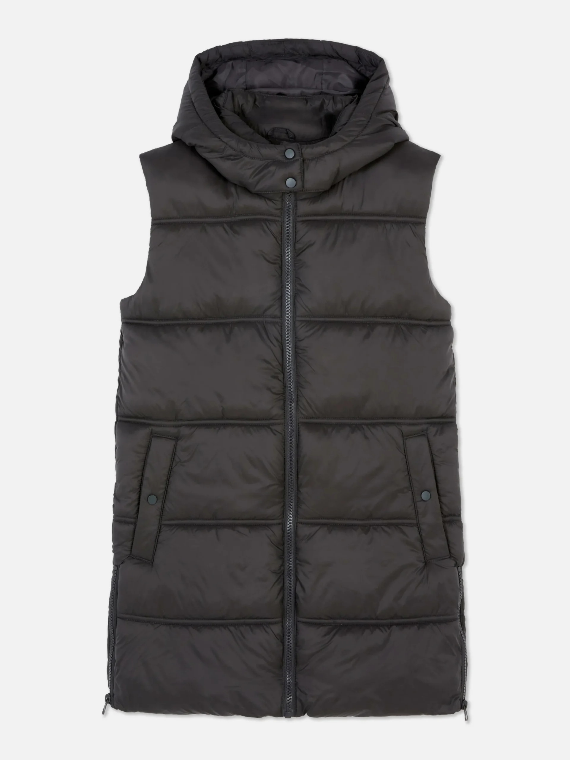Veste Longue Sans Manche à Capuche